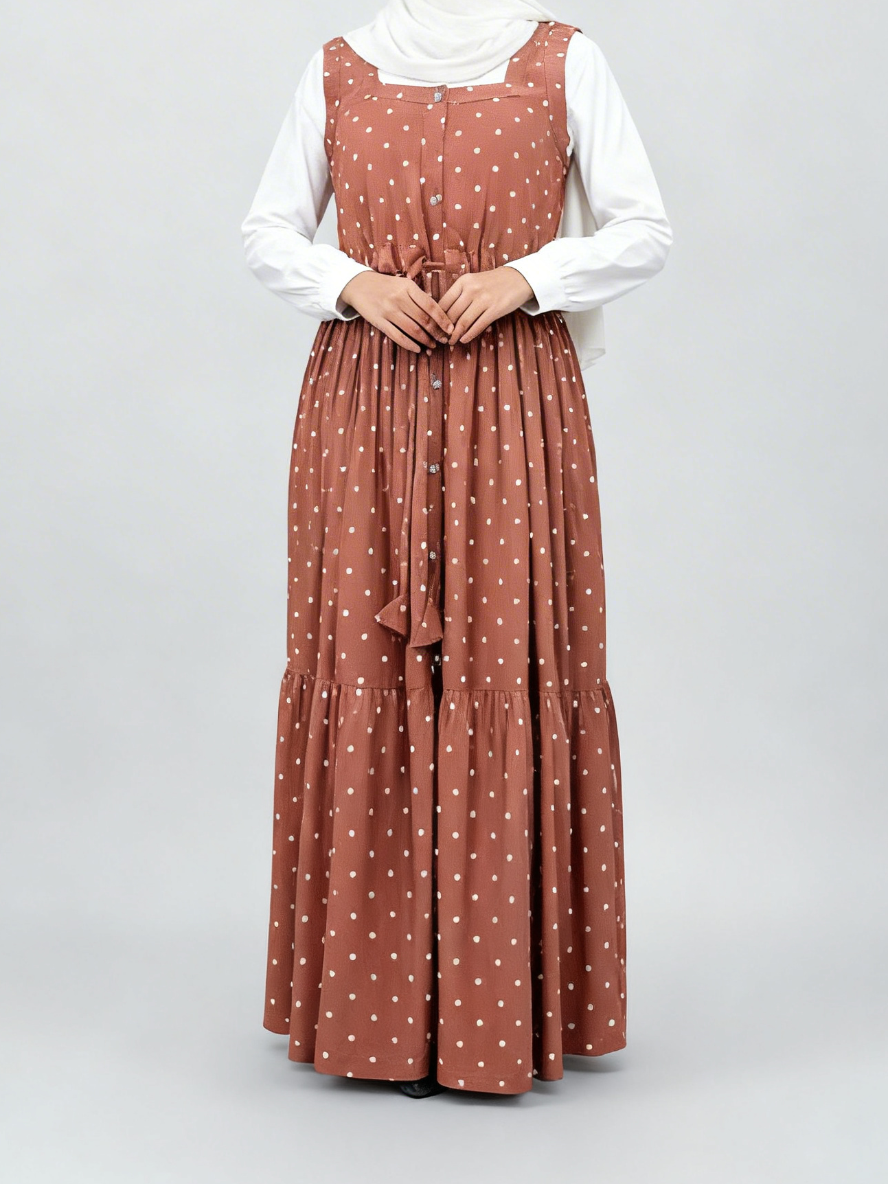 COPPER DOT PINAFORE DRESS