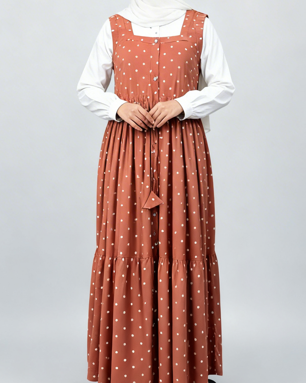 COPPER DOT PINAFORE DRESS